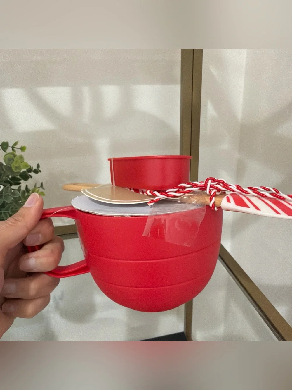 Measuring Cup with Candy Cane Spatula and Cookie Cutter